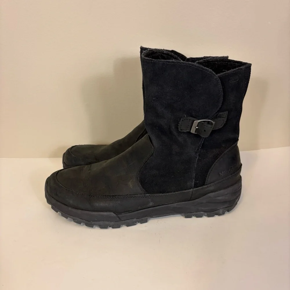 Merrell Black Suede‎ and Leather Men’s Fur Lined Winter Boots 10.5